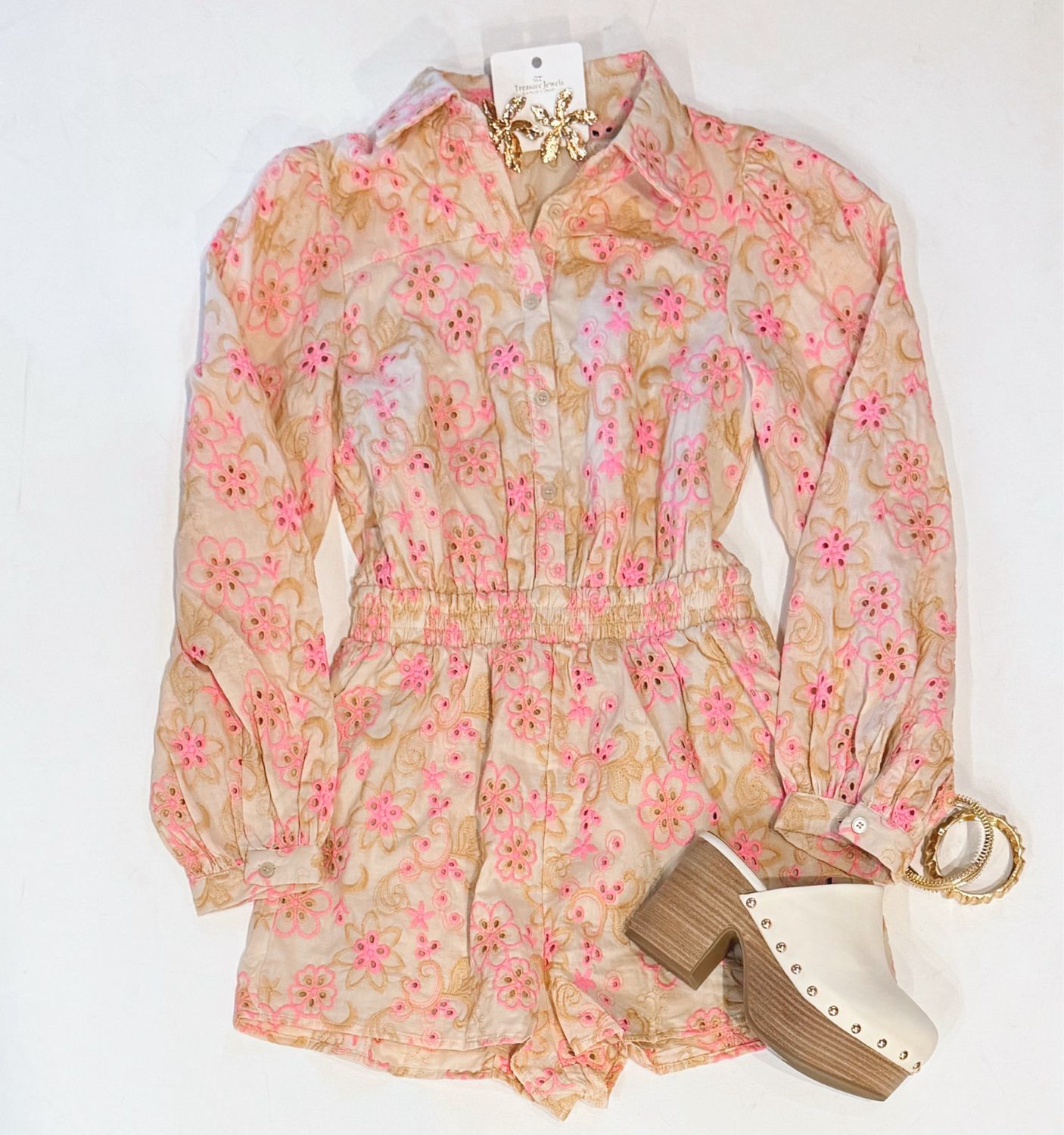 Pink Sands Eyelet Romper
