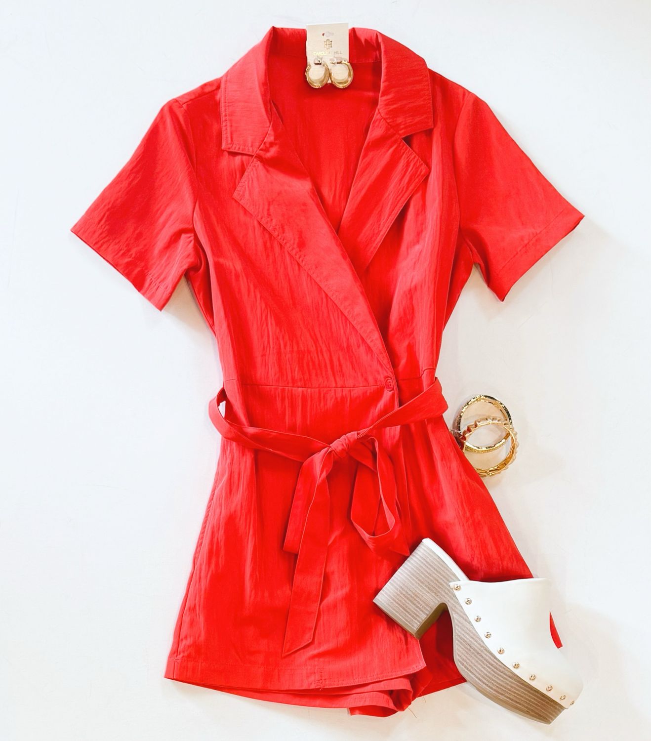 Salsa Red Wrap Romper