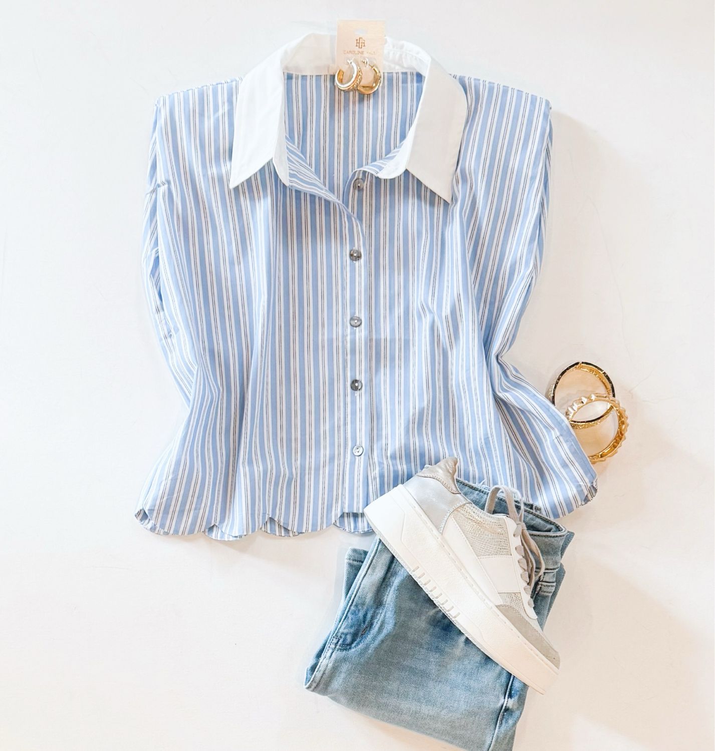 Pinstripe Scallop Tank