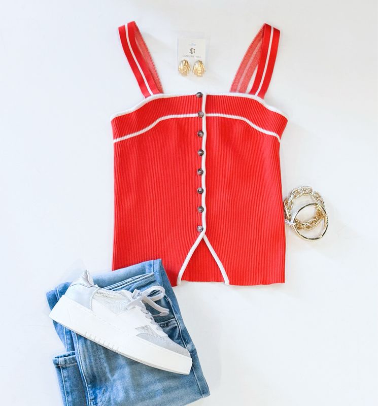 Hot Coral Ribbed Tank
