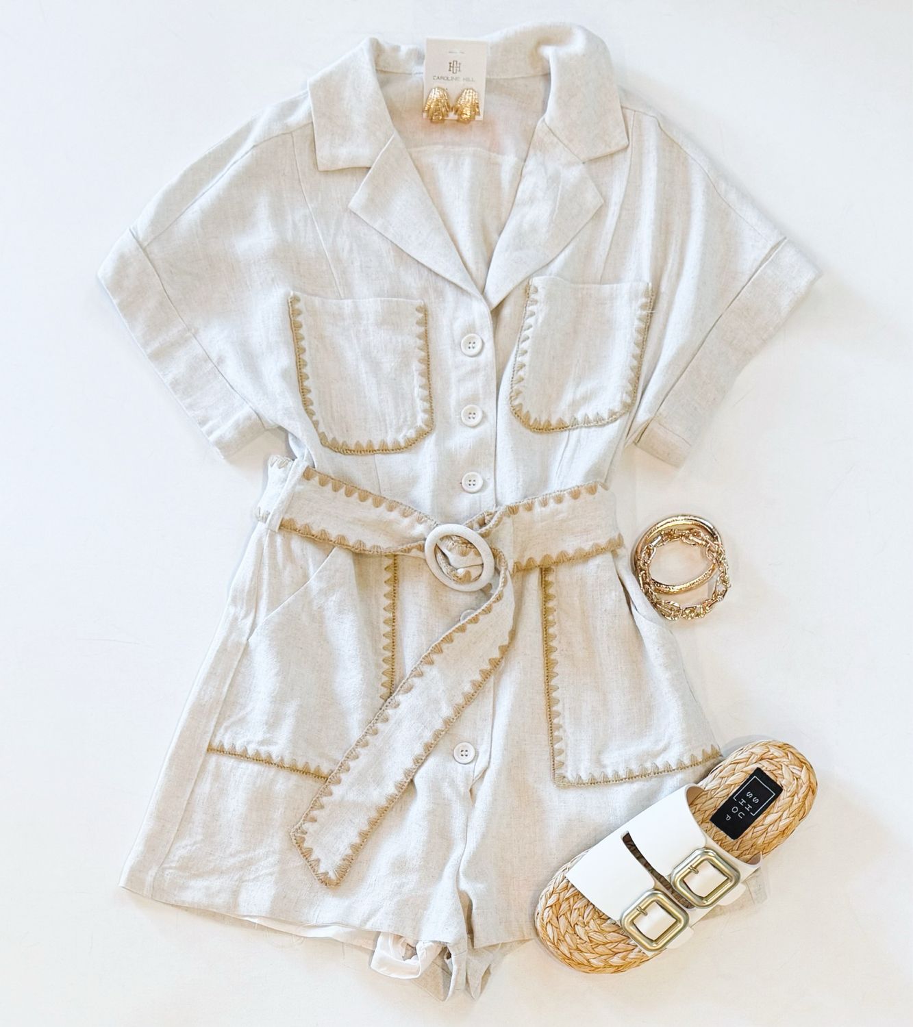 All Natural Belted Romper