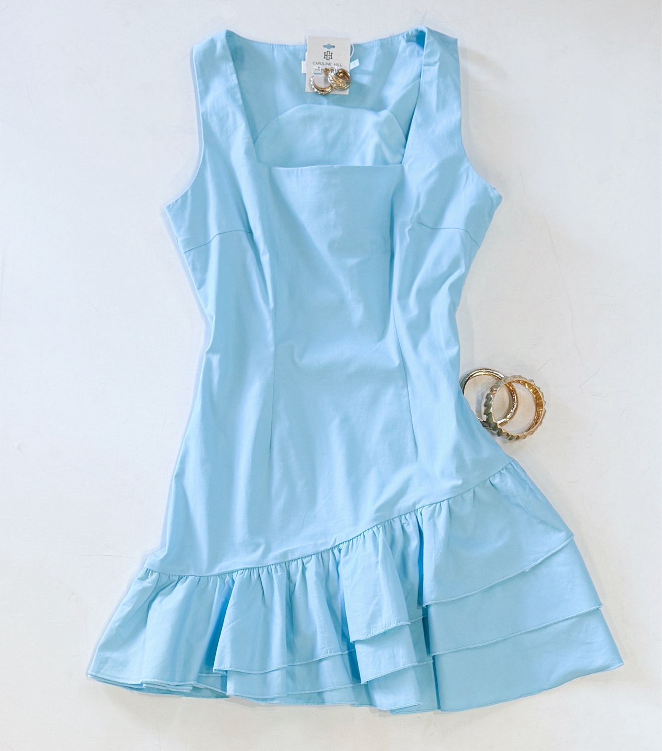 Aqua Ruffle Event Dress