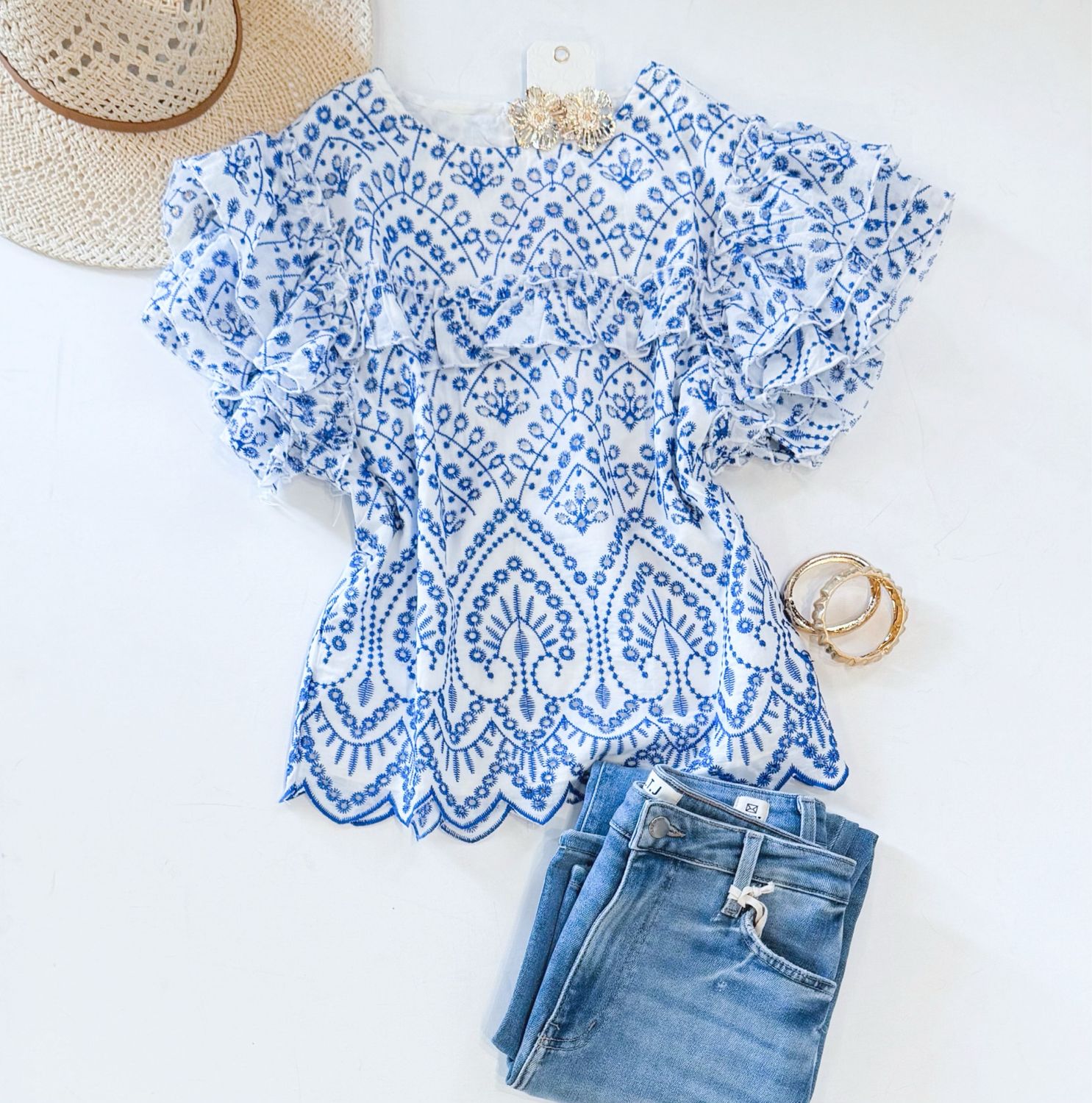 Santorini Flutter Top