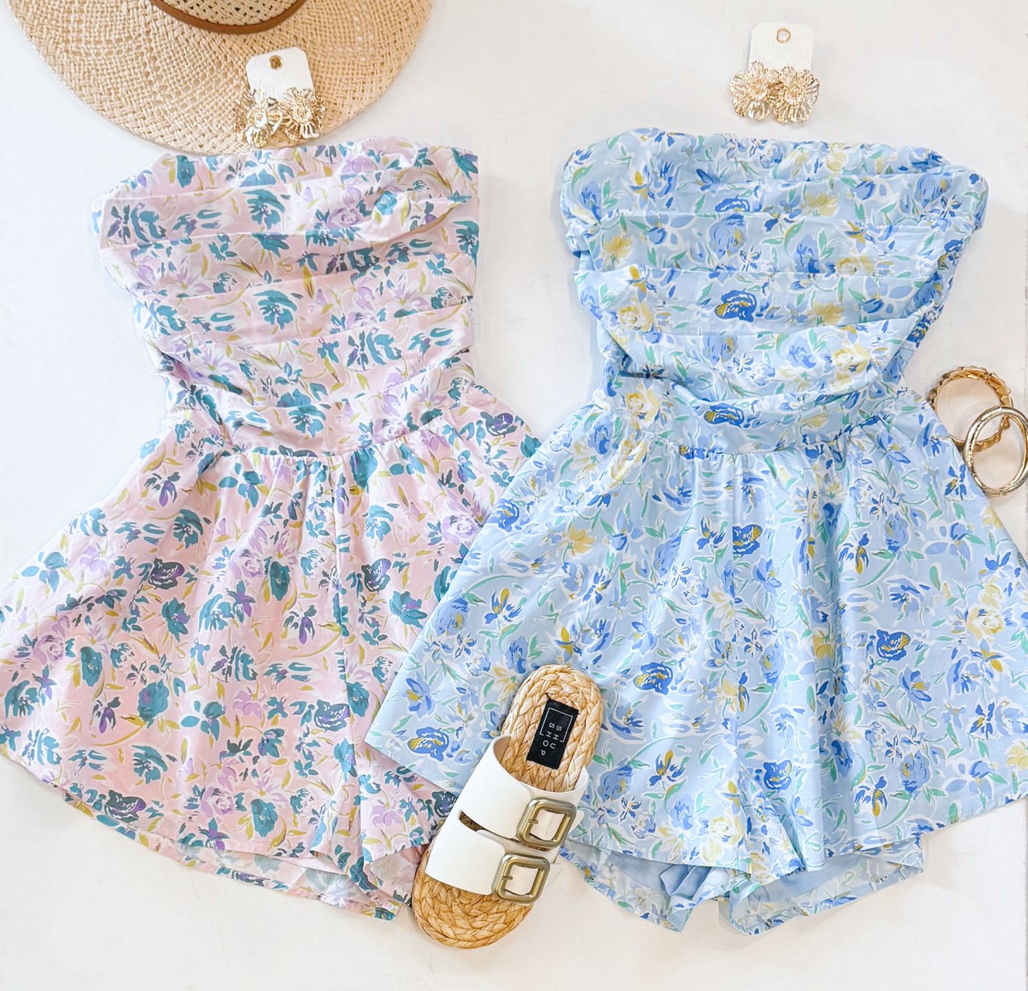 In Bloom Backless Romper (Baby Blue)