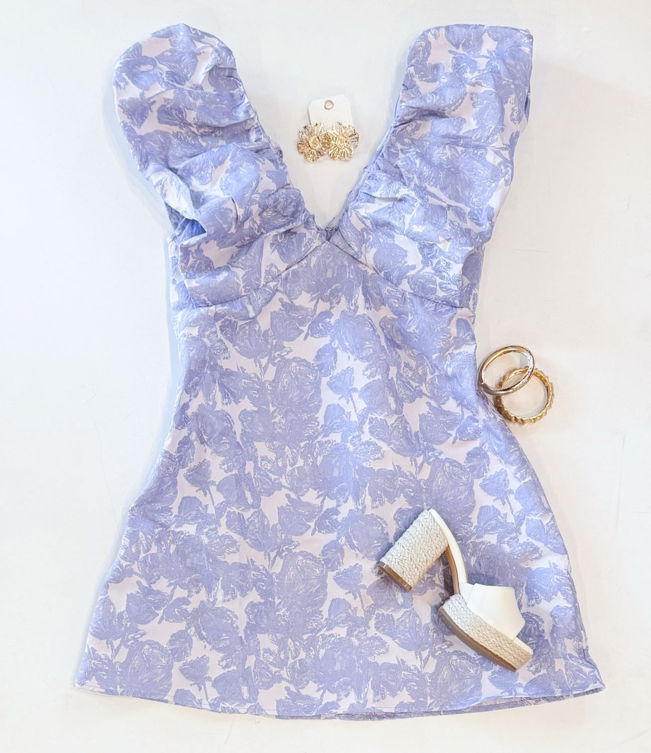Fresh Lavender Jacquard Dress