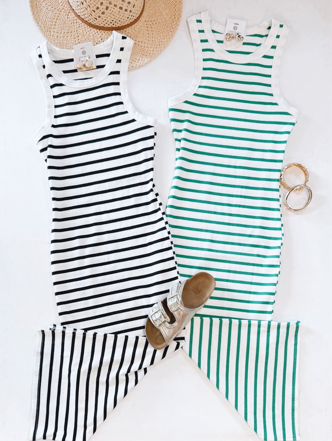 Favorite Ribbed Midi (Green Stripe)