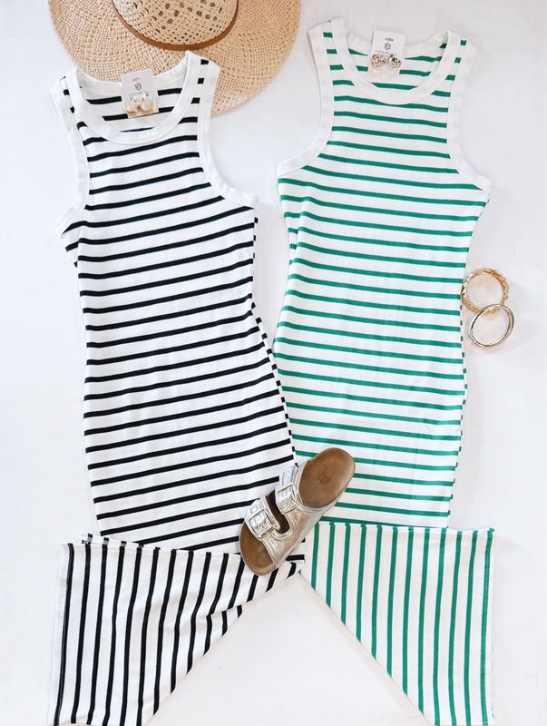 Favorite Ribbed Midi (Black Stripe)