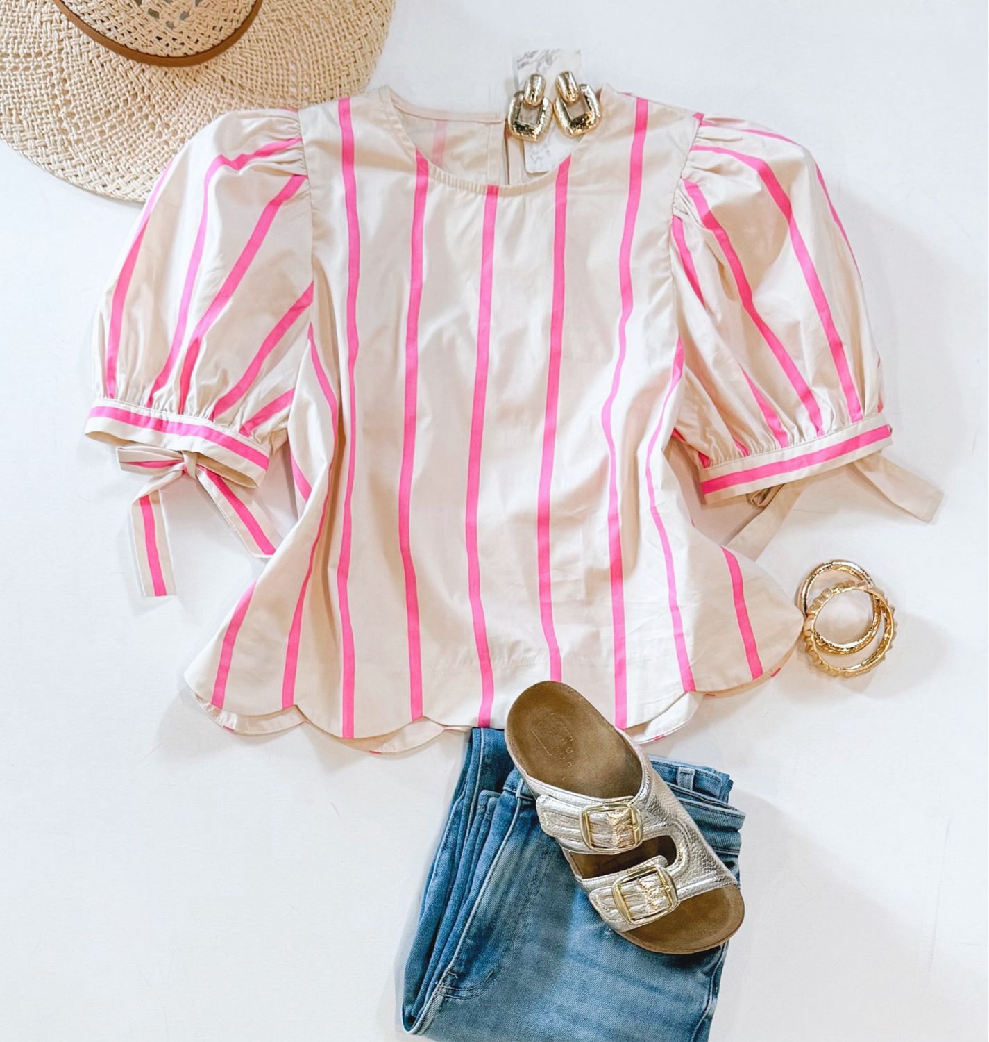 Candy Stripe Scallop Top