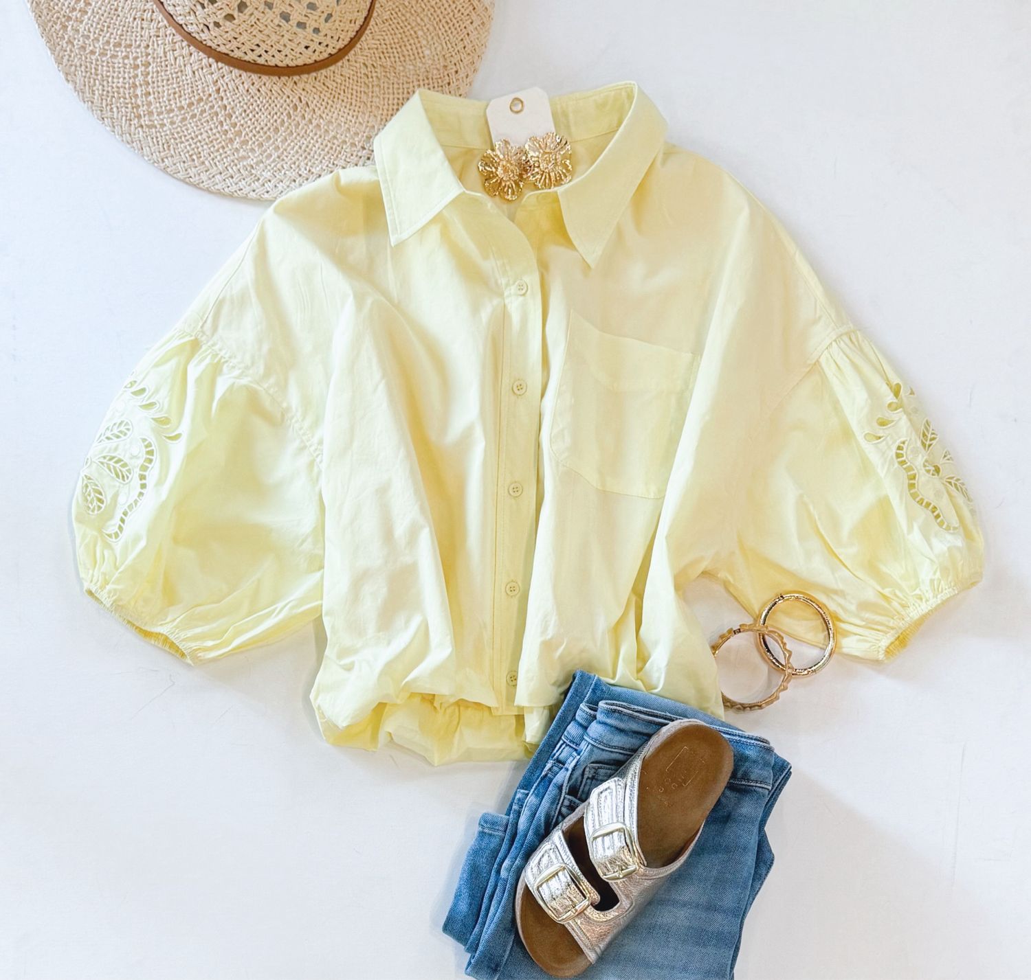 Lemon Lace Buttondown