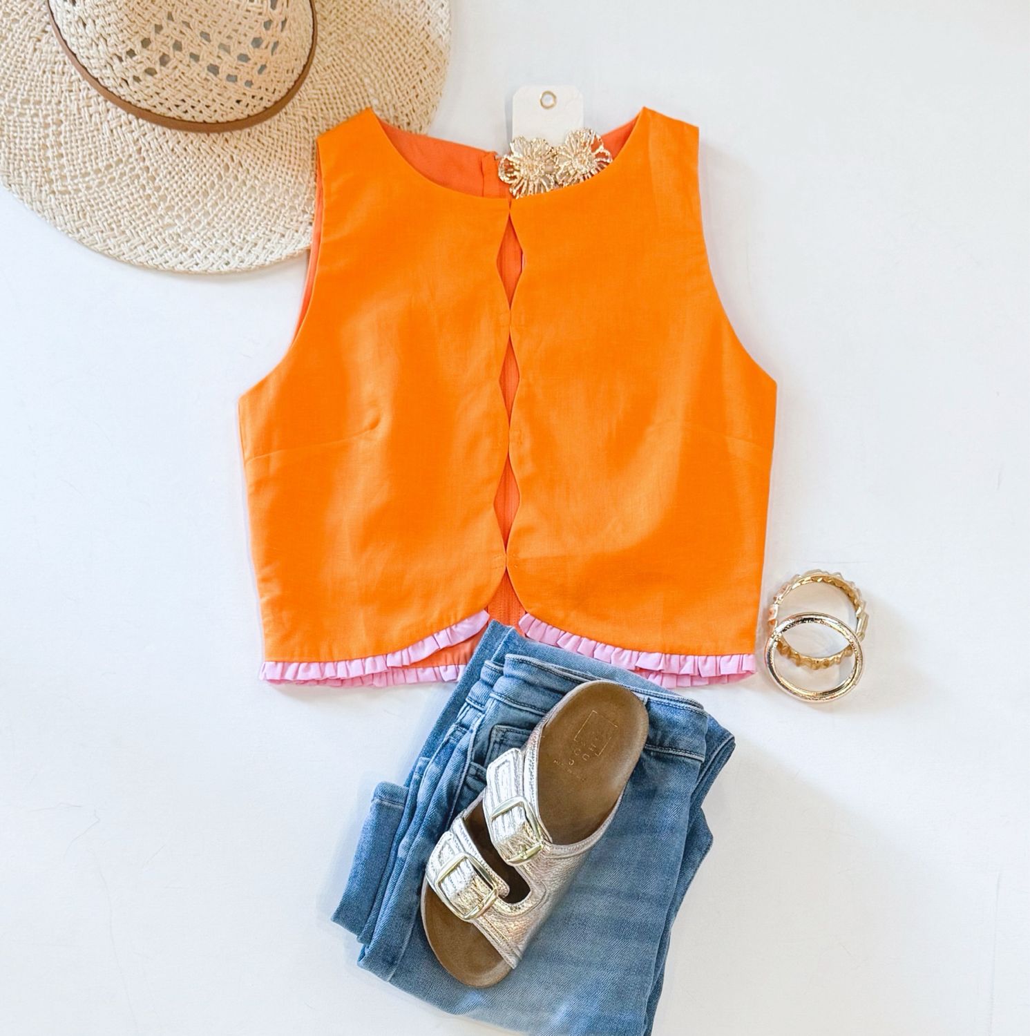 Tangerine Ruffle Crop