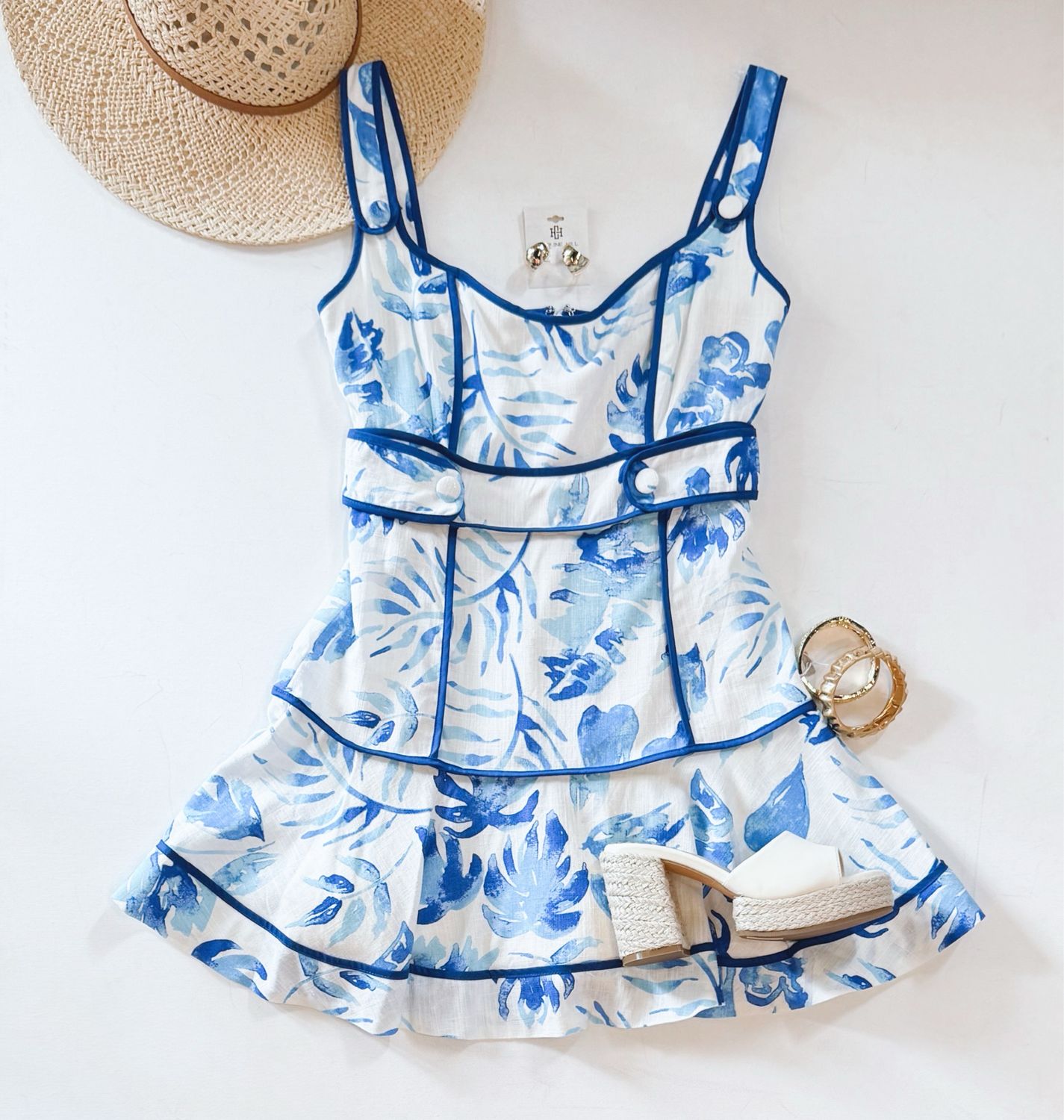 Blue Palm Vacay Dress