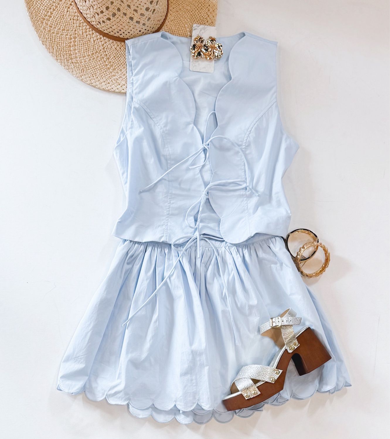 Scalloped Edge Skirt Set