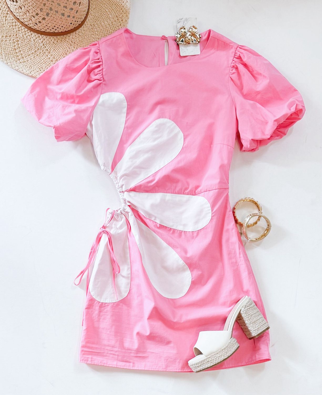 Bubblegum Daisy Cutout Dress