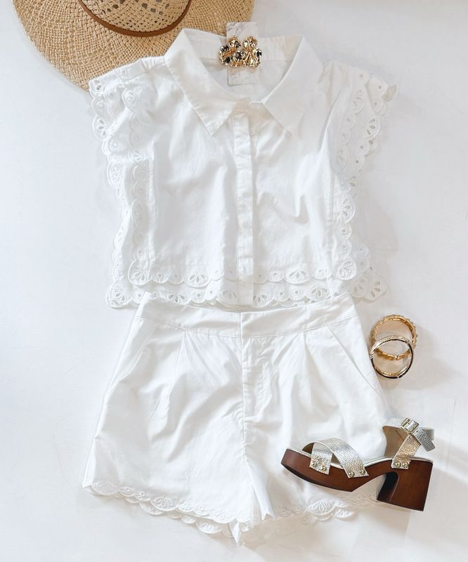 So Classic Eyelet Short Set