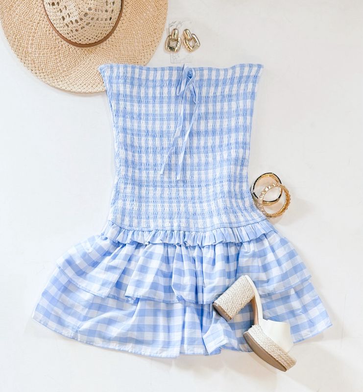 In Check Smocked Dress