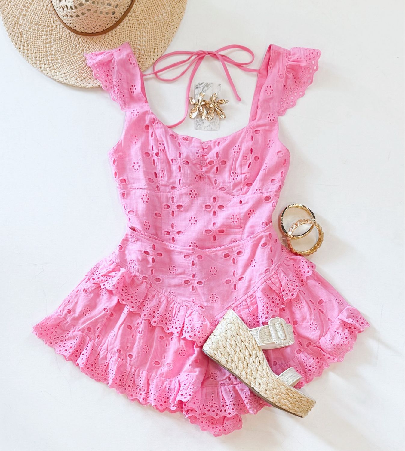 Doll Pink Eyelet Set
