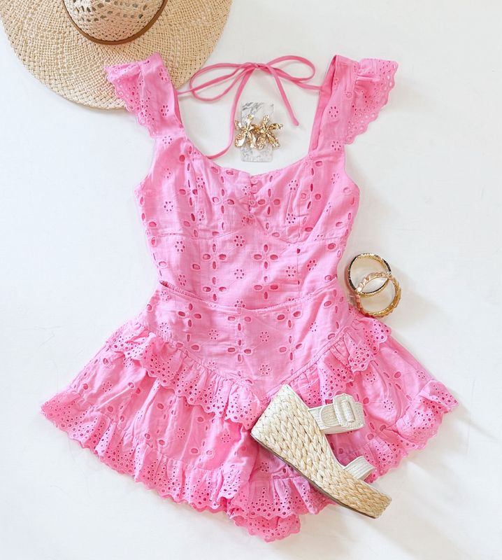 Doll Pink Eyelet Set