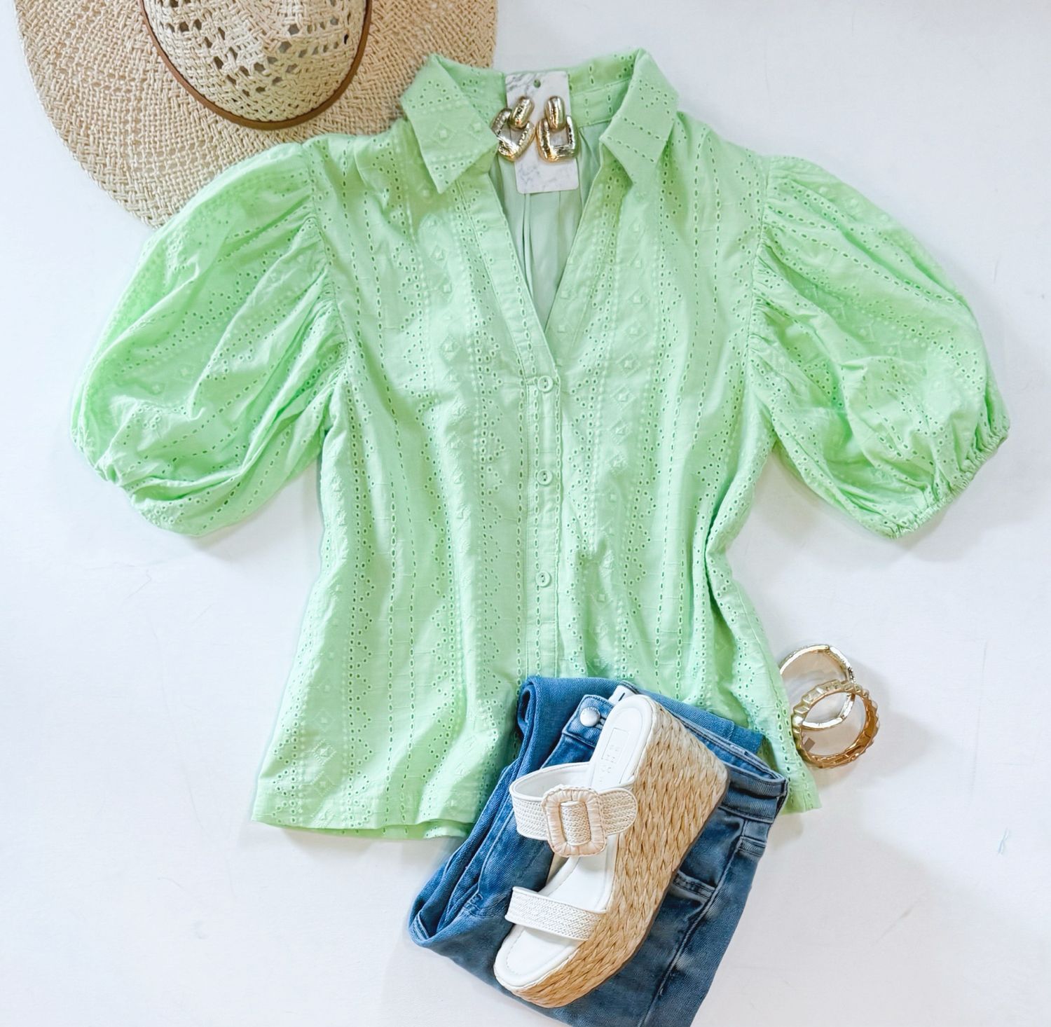 Minty Fresh Eyelet Top