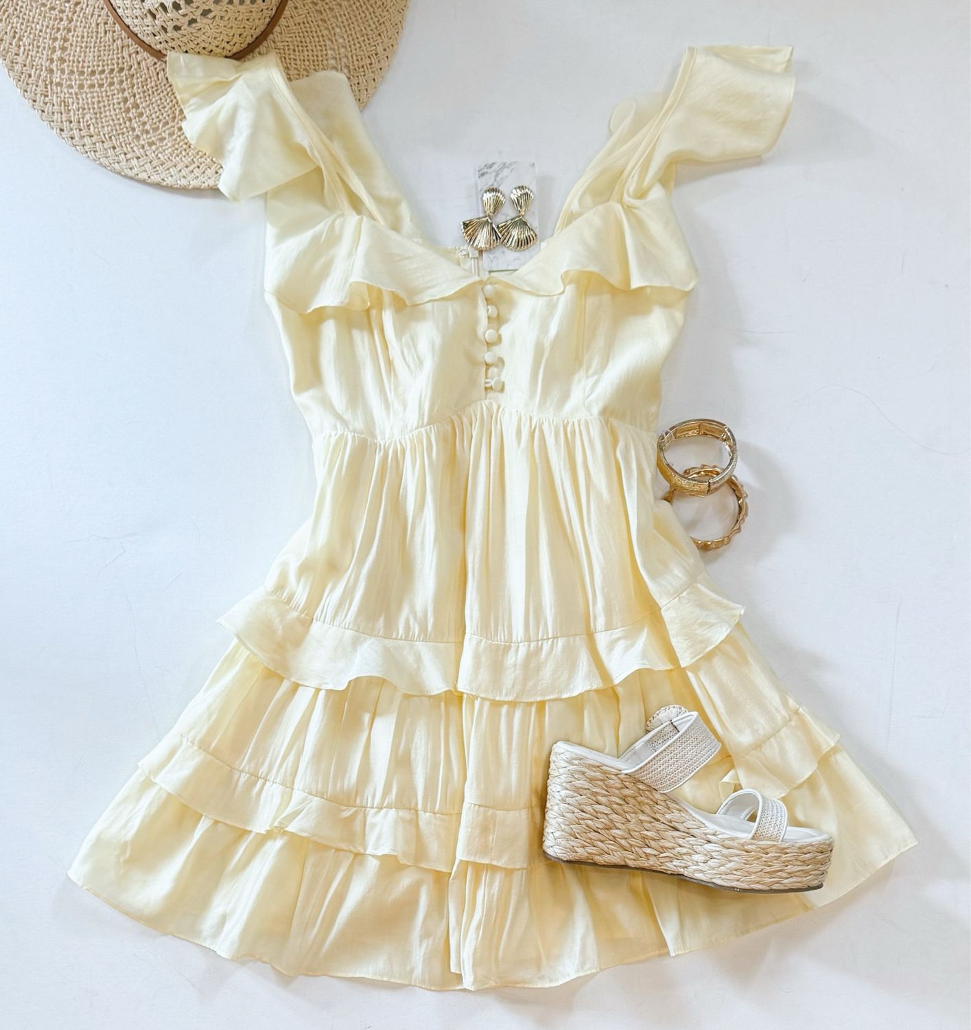 Iced Lemon Ruffle Dress