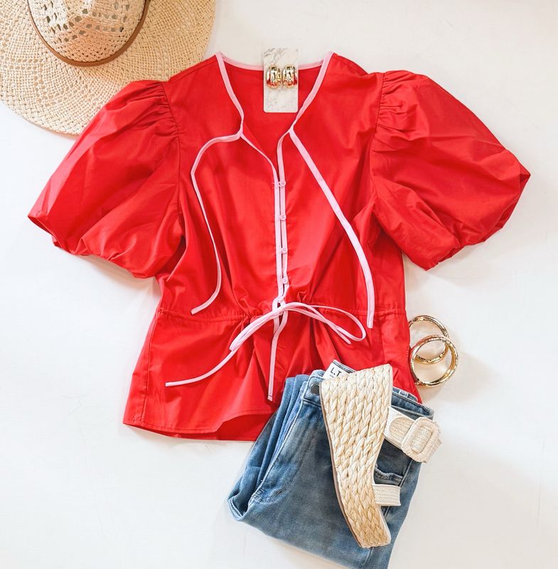 Cherry Picked Puff Sleeve Top