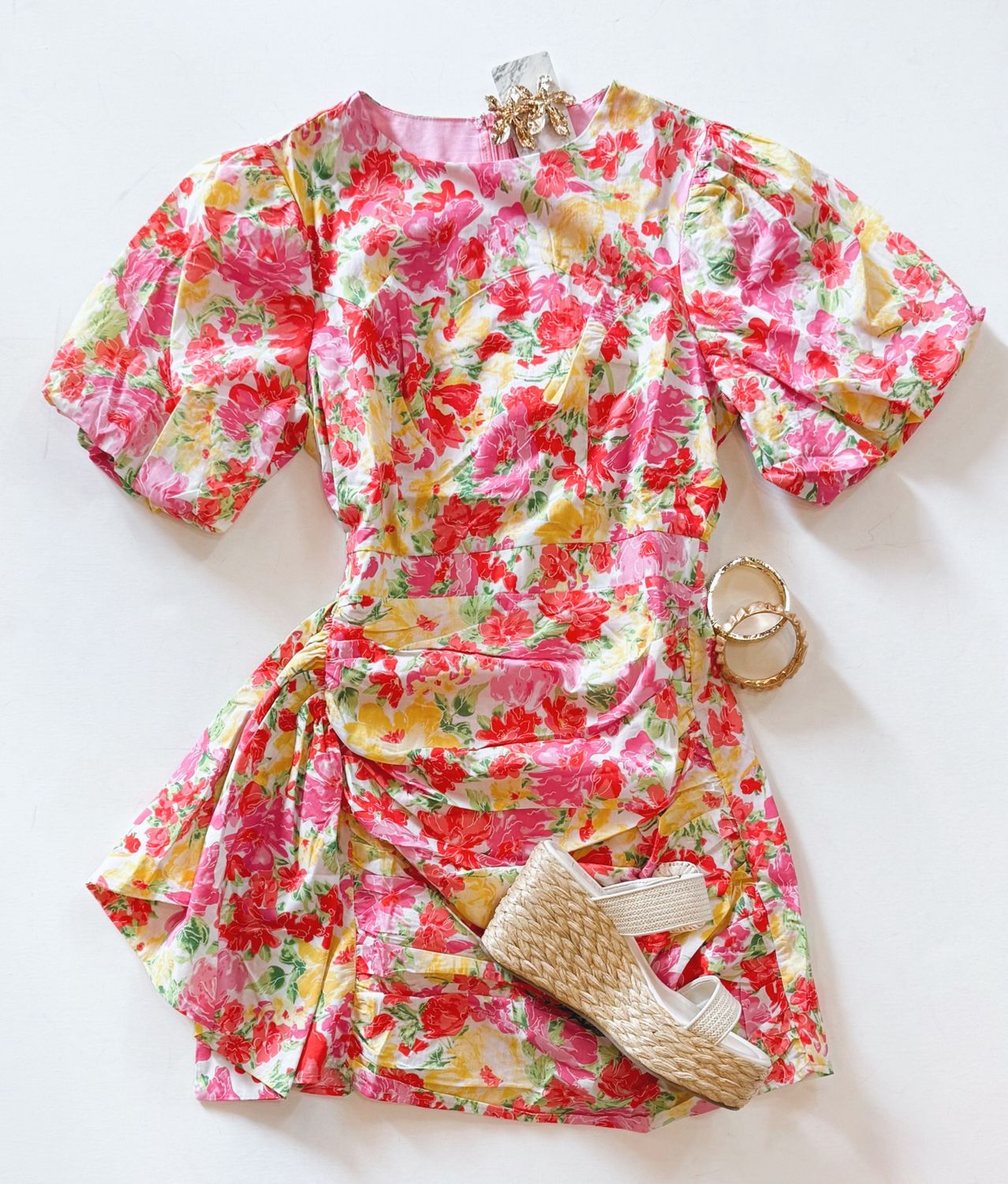 Funky Florals Ruched Dress
