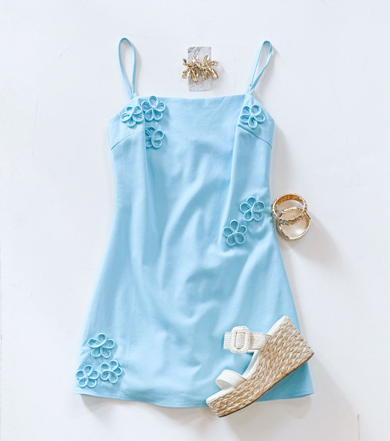 Aqua Florals Summer Dress