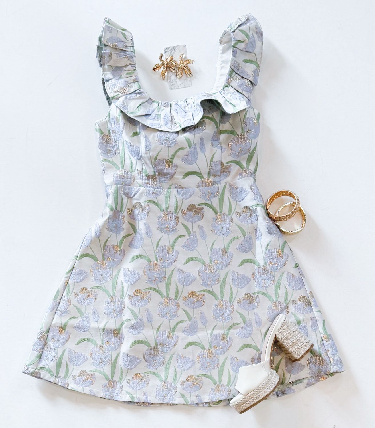 Gilded Tulips Brocade Dress