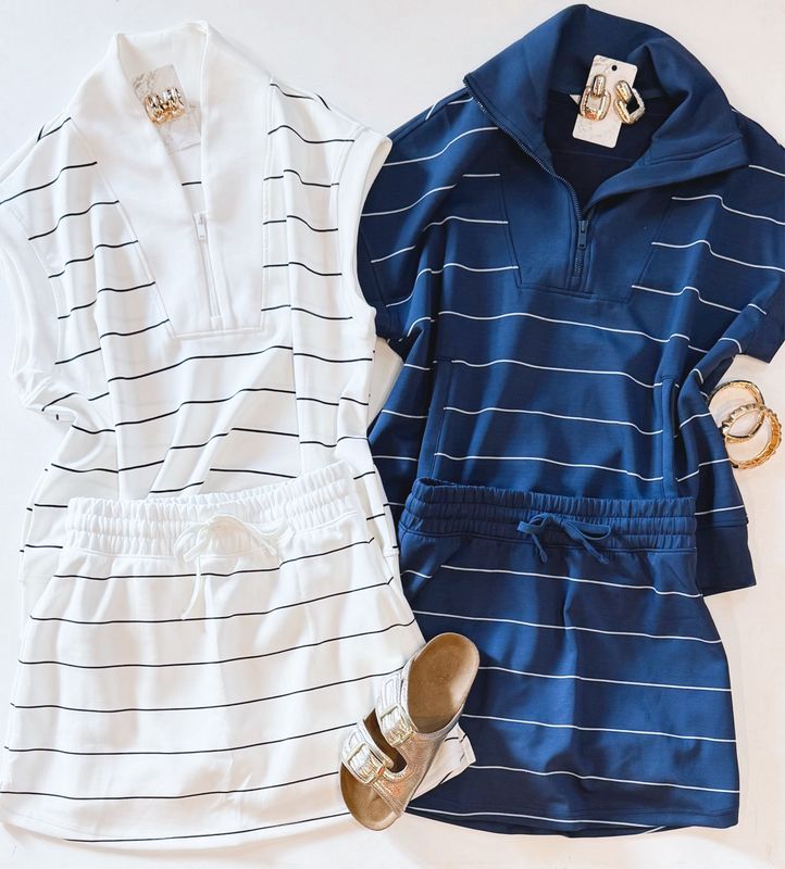 Carpool Skort Set (Navy And White)