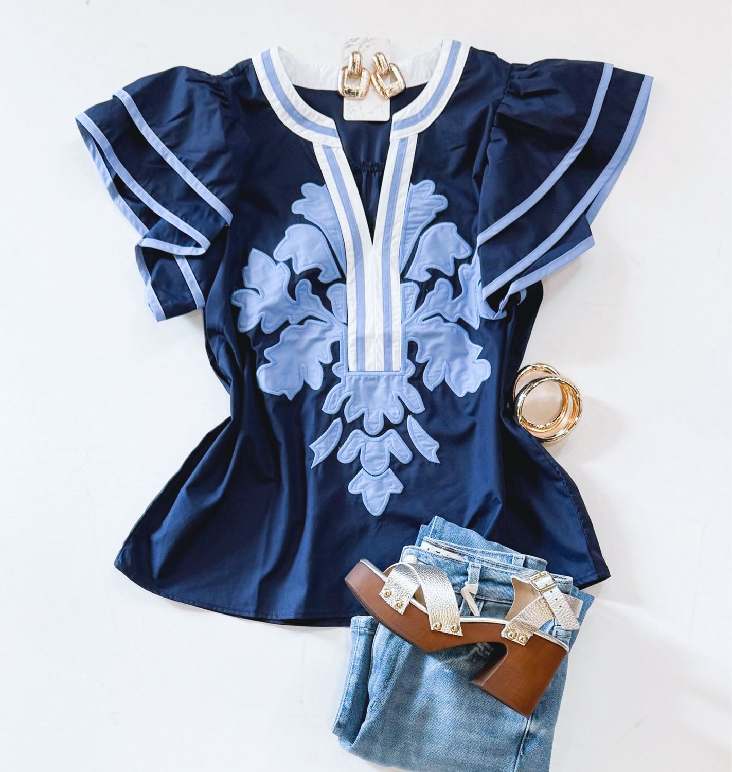 Family Crest Flutter Top
