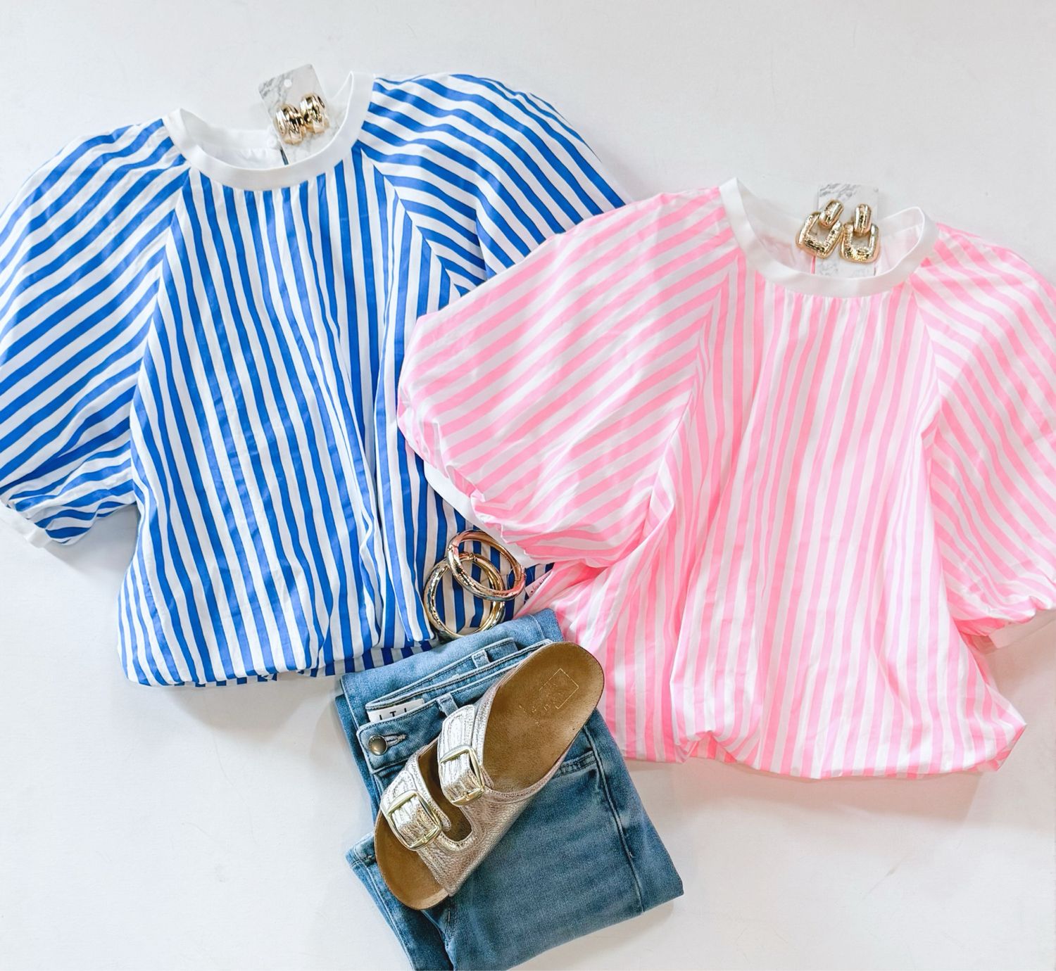 Sailor Stripe Poplin Top (Royal)