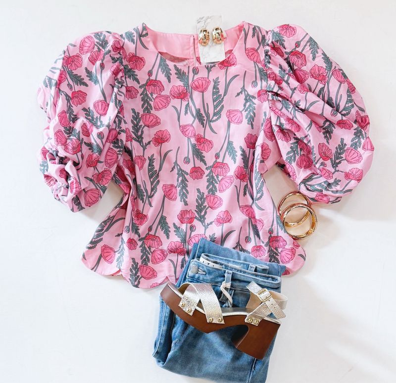 Pink Poppy Scallop Top