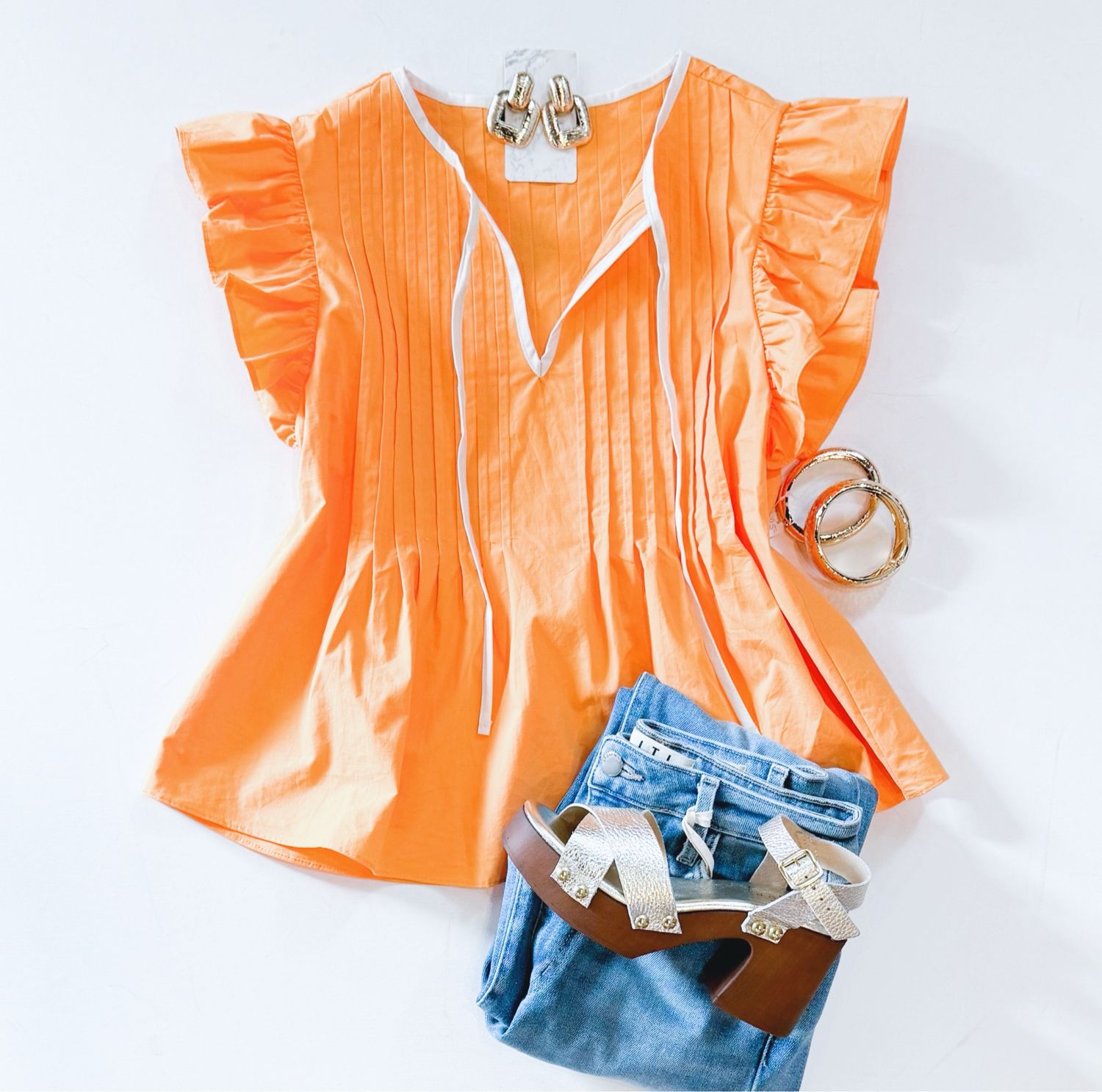 Golden Milk Pintuck Top