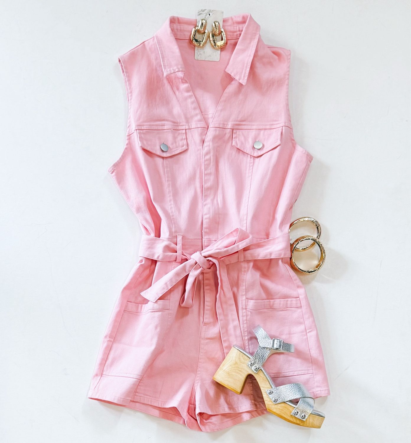 Perfectly Pink Denim Romper