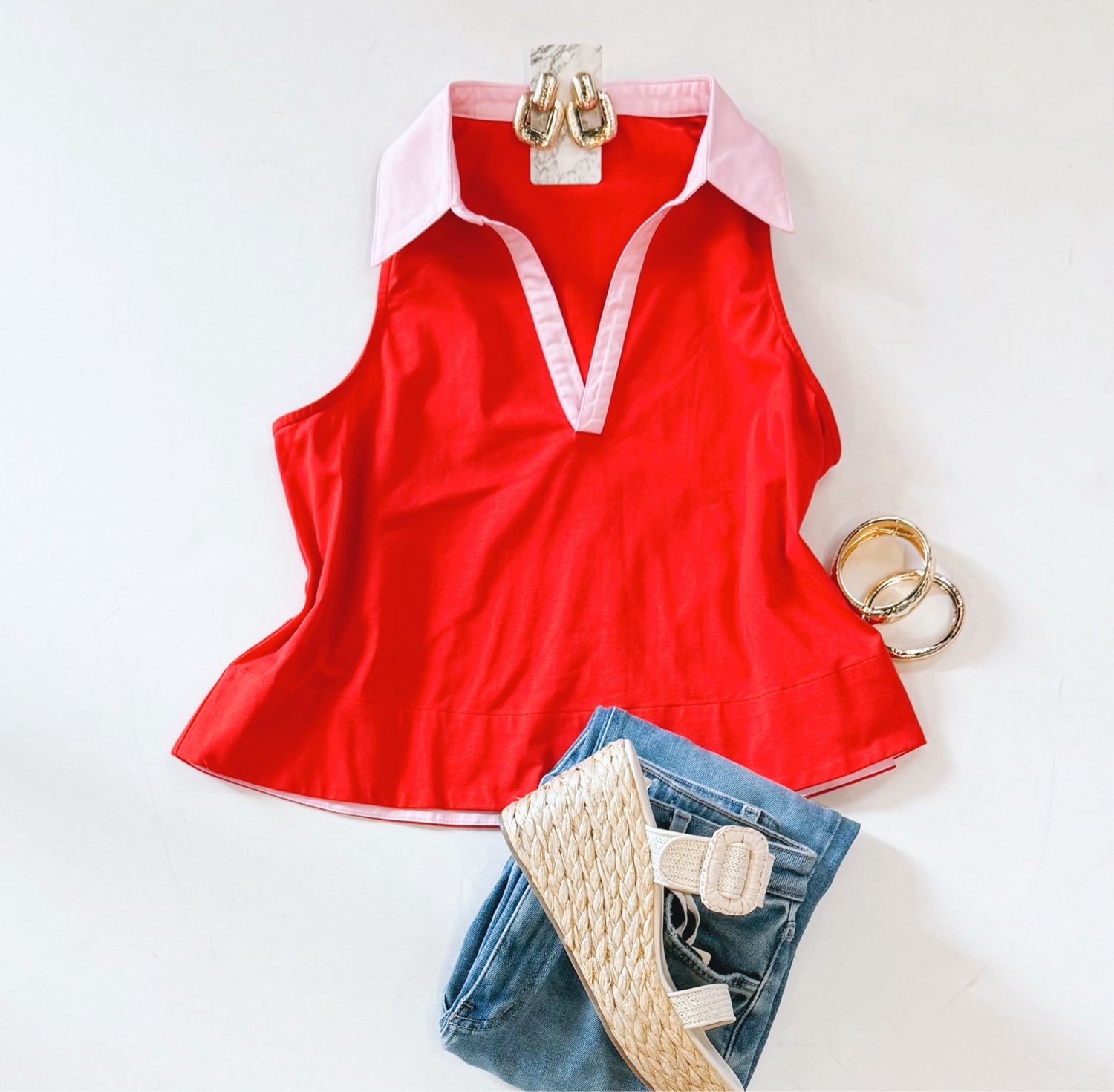 Cherries And Bubblegum Collared Tank