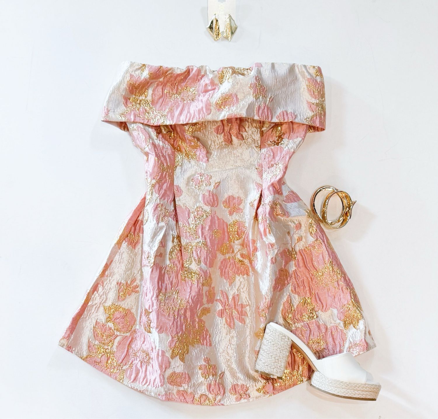 Just Peachy Brocade Dress