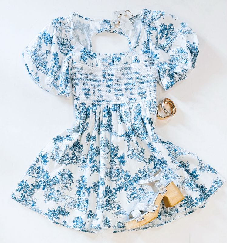 Navy Twill Cutout Dress