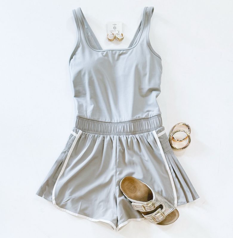 Taupe And Pearl Athletic Romper