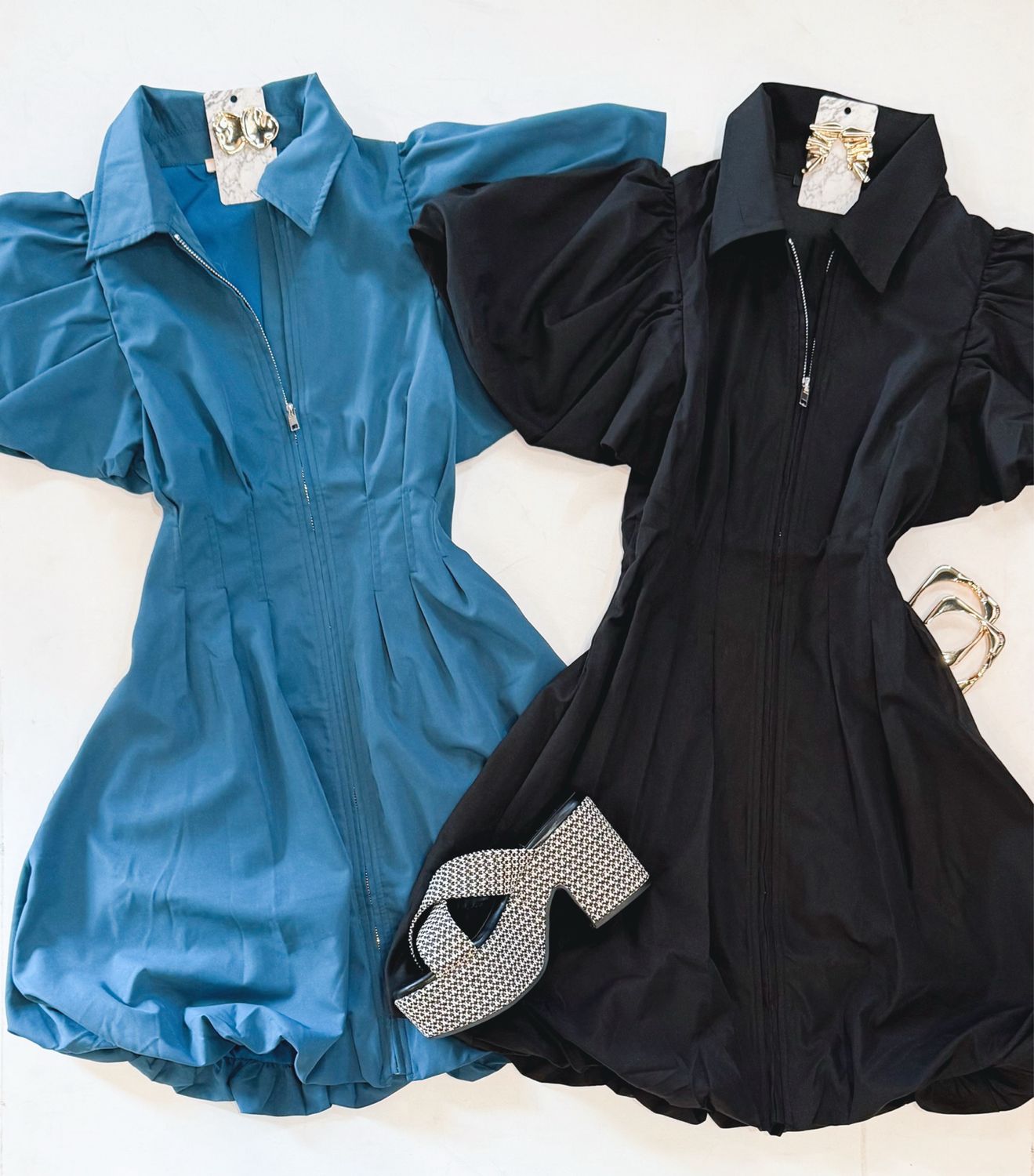 Flatter Me Zipper Dress (Teal)