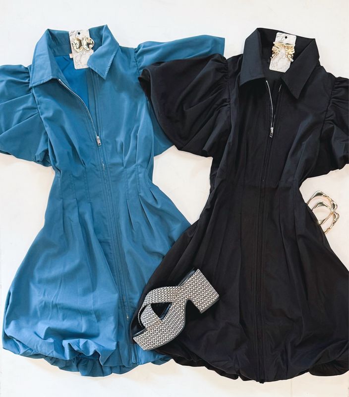 Flatter Me Zipper Dress (Teal)