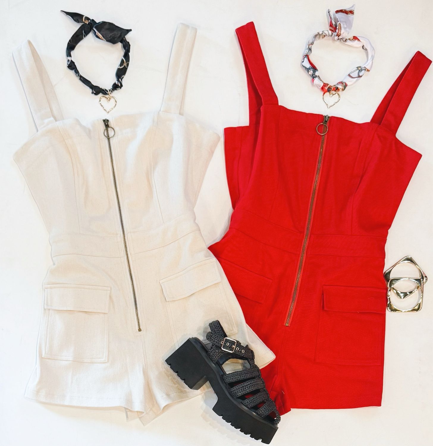 Saturday Best Denim Romper (Oatmeal)