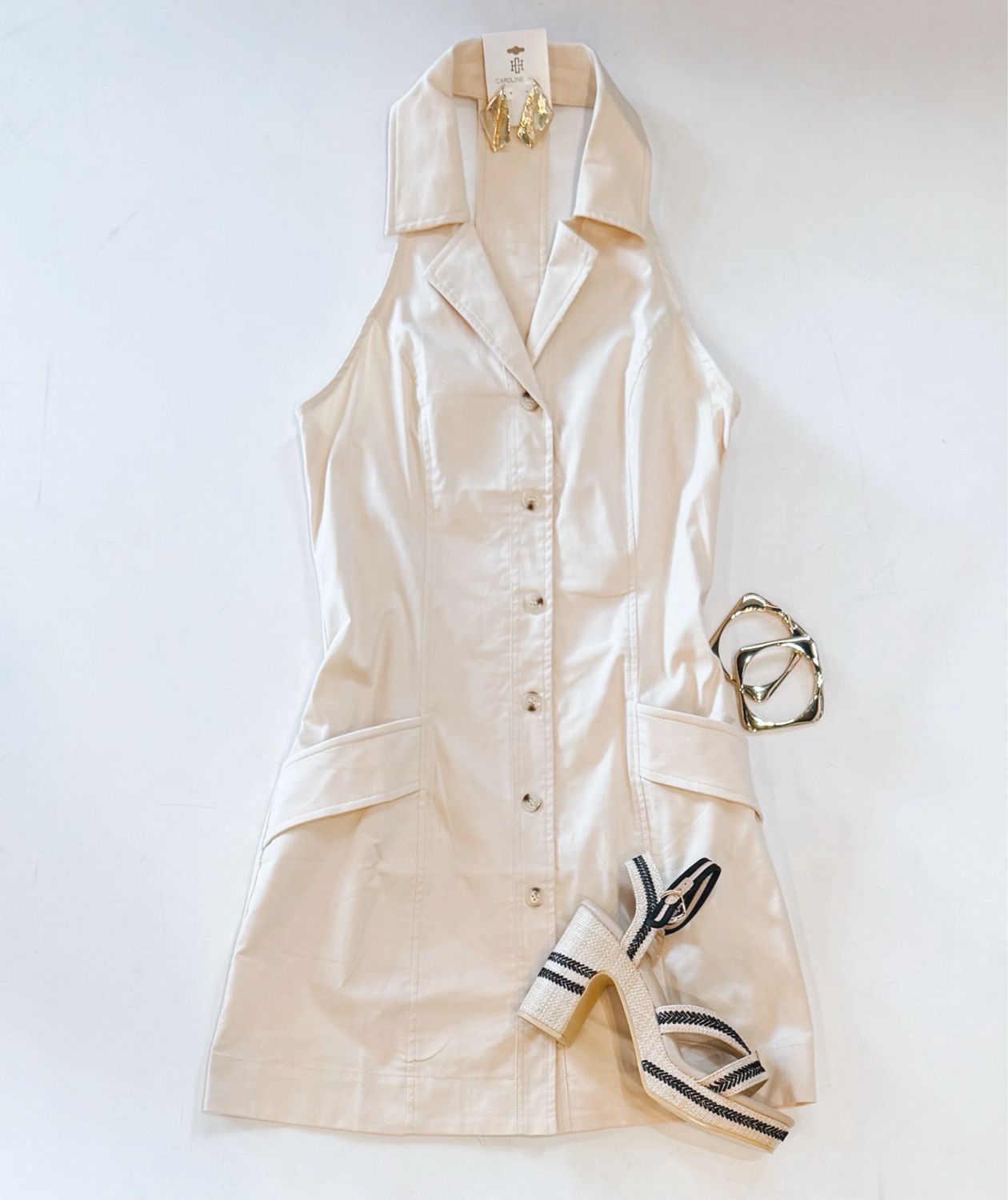 Beige Babe Halter Dress