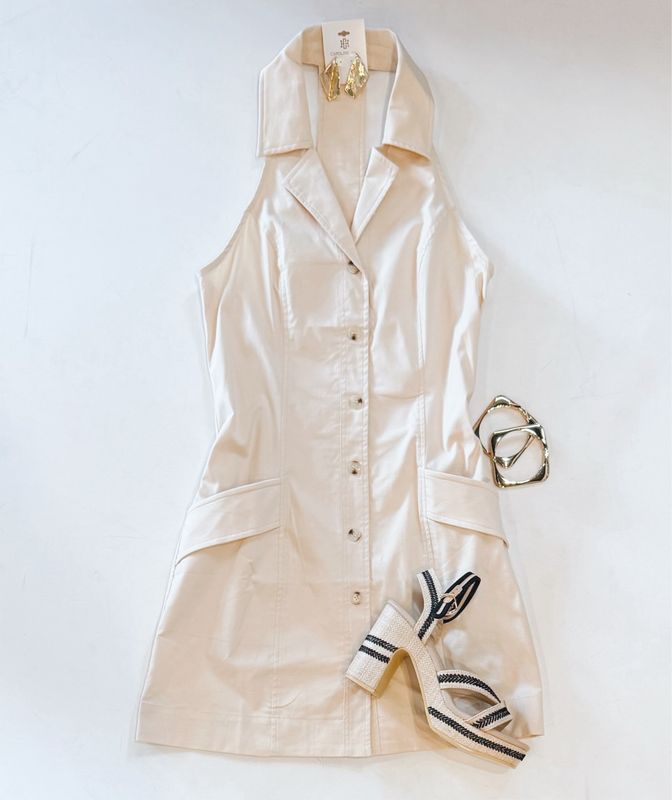 Beige Babe Halter Dress