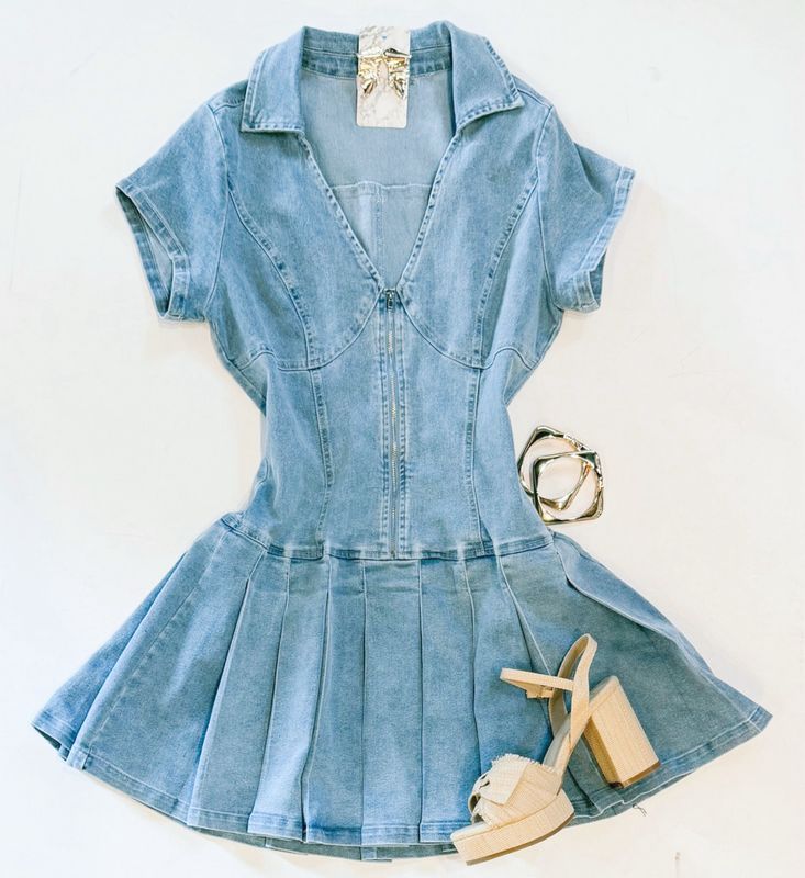 Denim Doll Pleated Dress