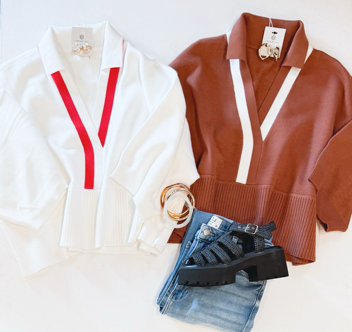 Varsity Collared Knit (White)