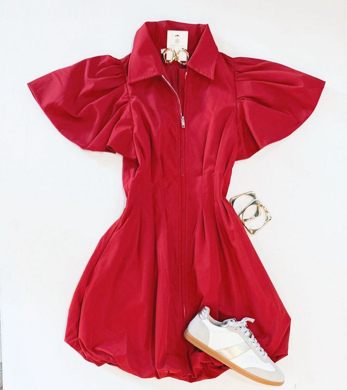 Flatter Me Dress (Crimson)