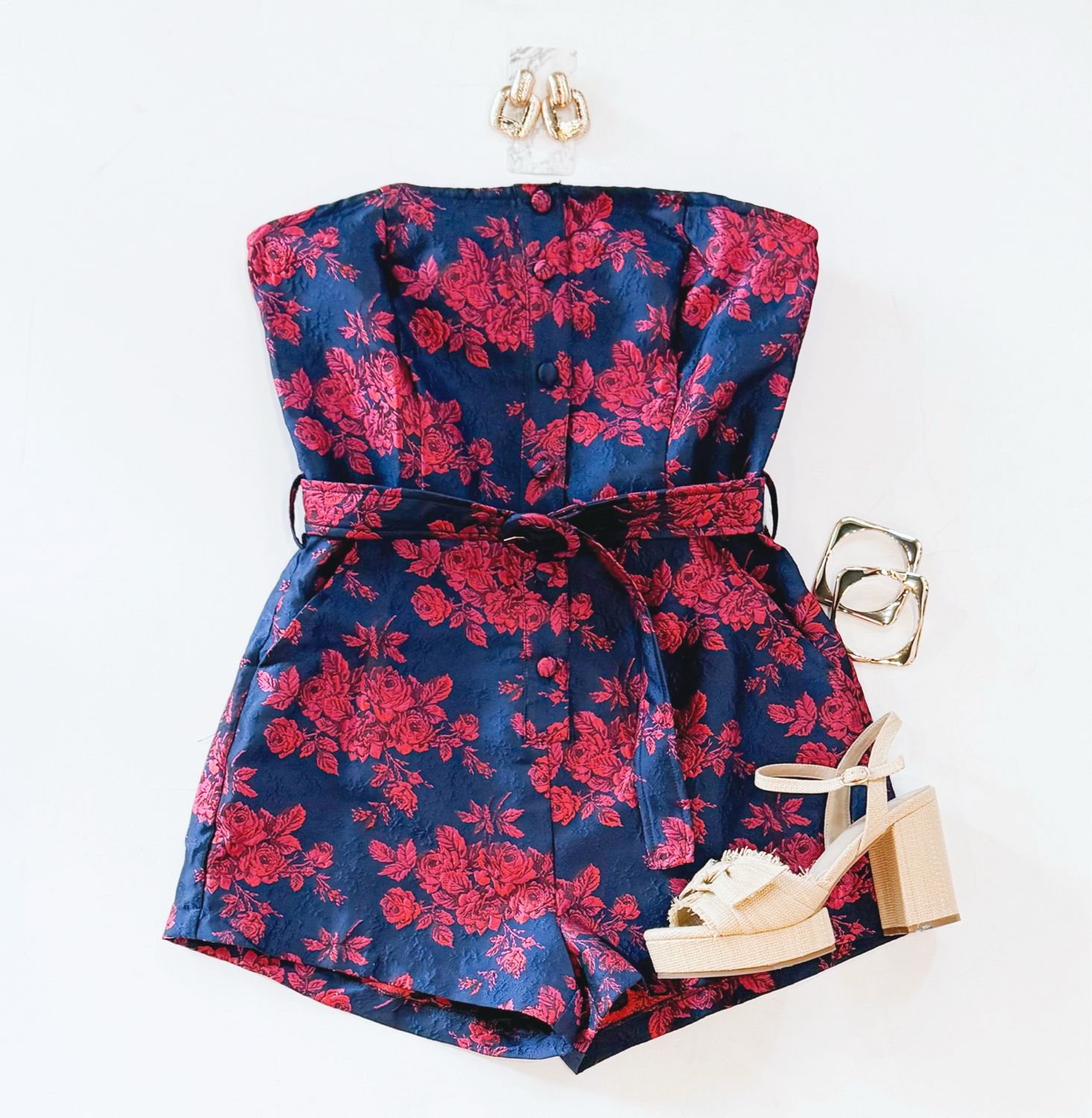 Berry Belted Cocktail Romper
