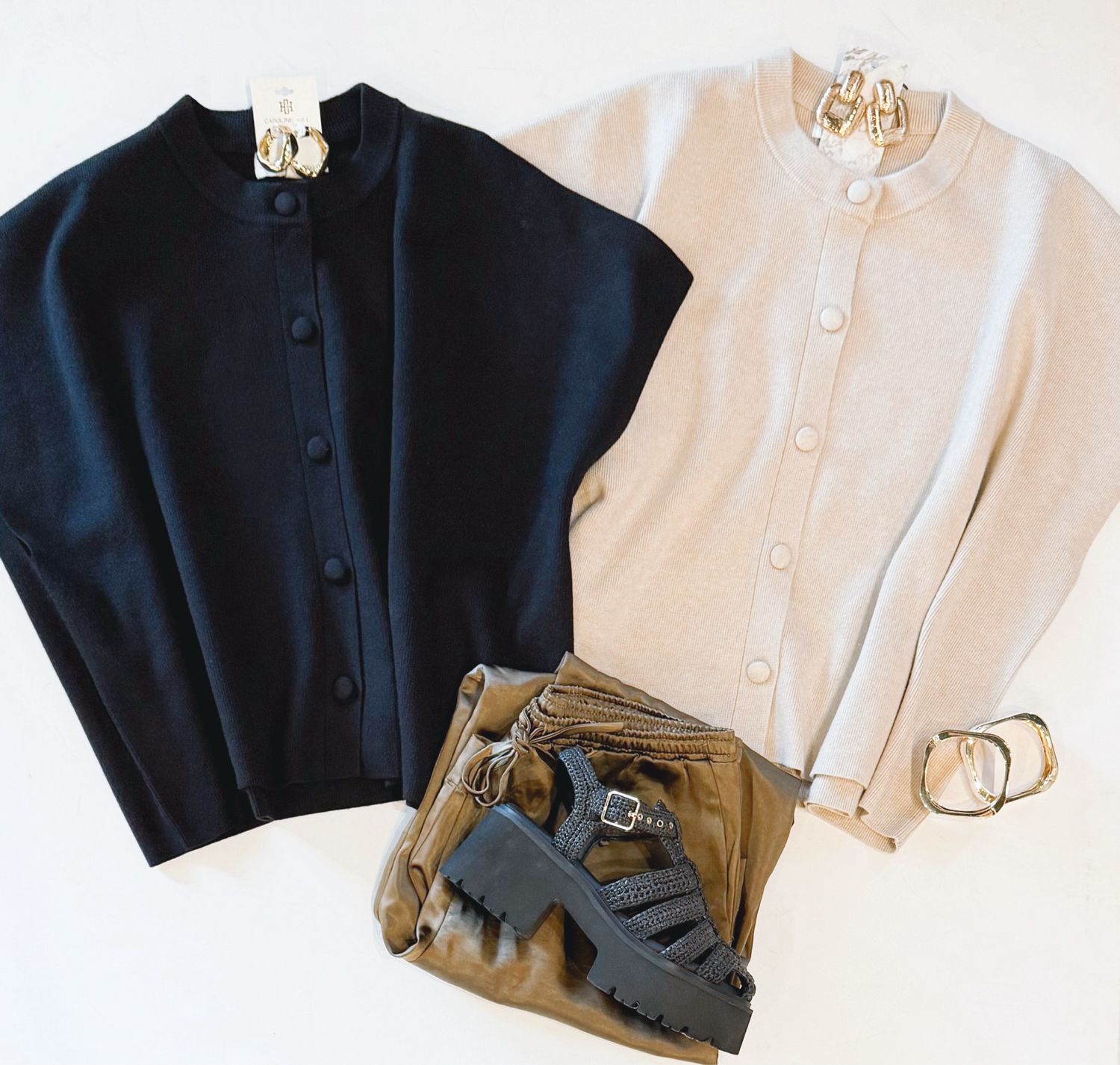 Cool Mom Cap Sleeve Cardi (Black)