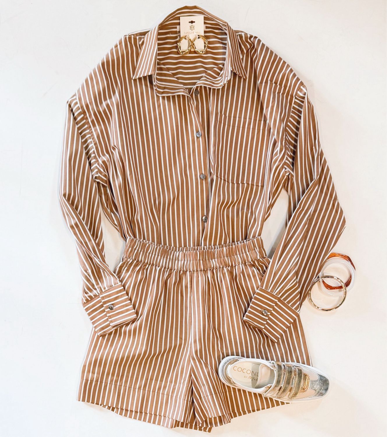 Caramel Stripe Short Set