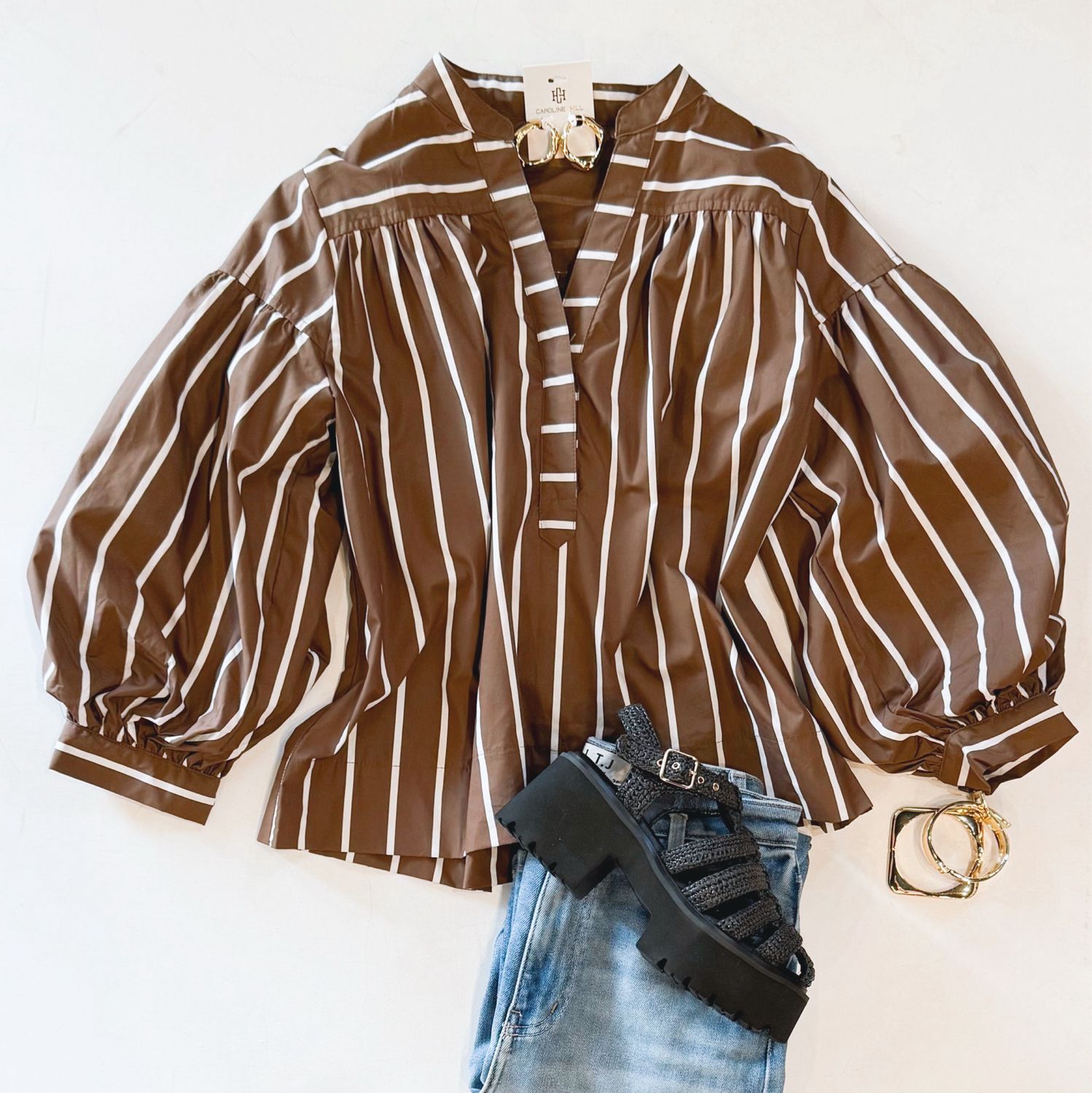 Coffee Date Stripe Top