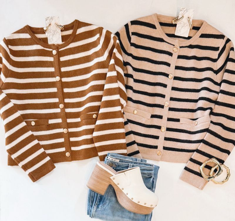 Kate Classic Cardi (Taupe/Black)